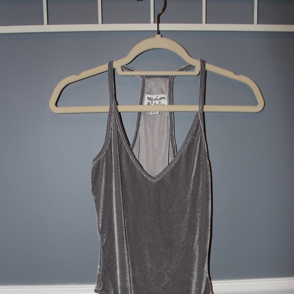 Madison & Berkley Tops - Silver Velvet Bodysuit